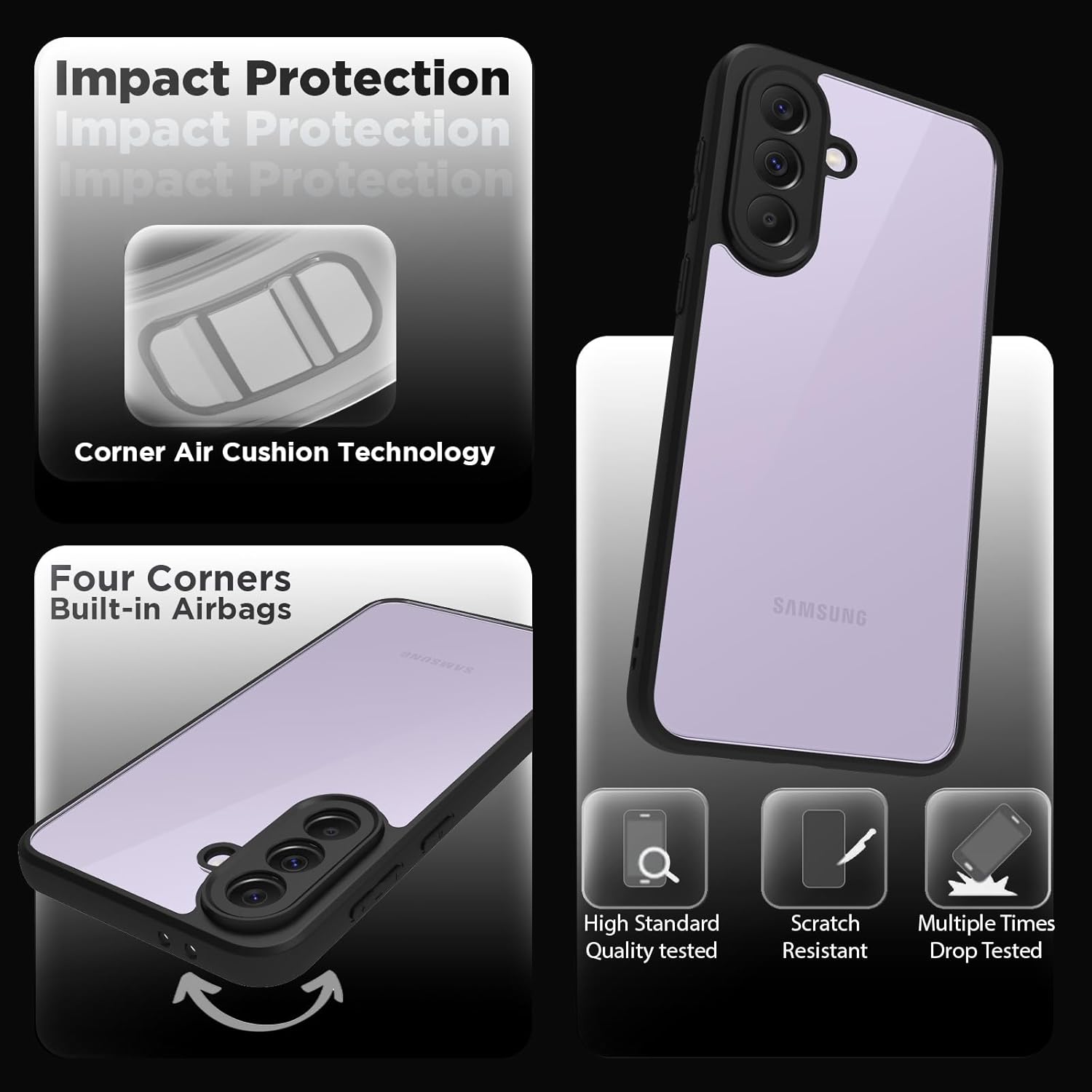 Samsung Galaxy A37 5G Back Cover Case | Sleek Hybrid - Clear Black