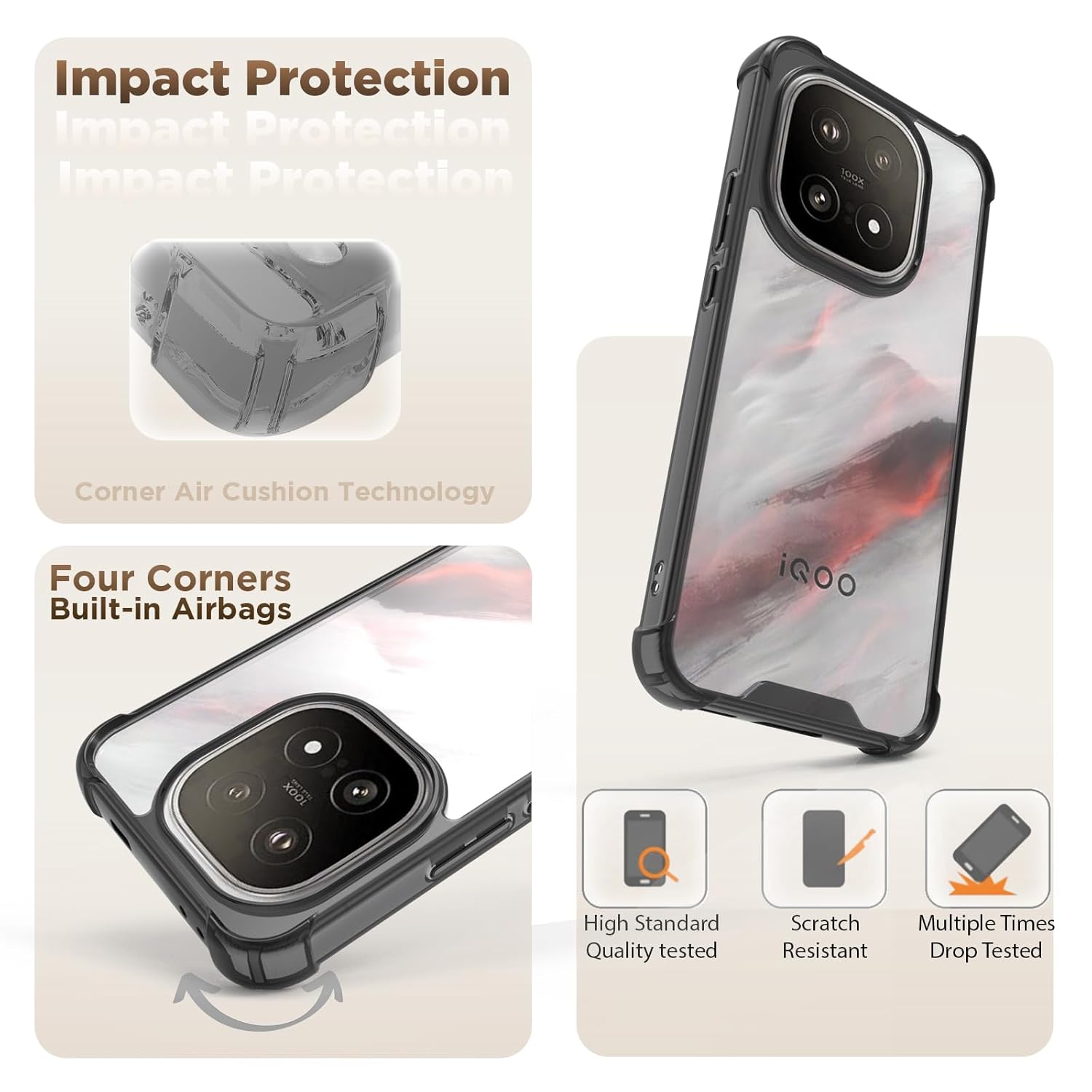 iQOO 15 5G Back Cover Case | Clear Hybrid - Clear Smoke