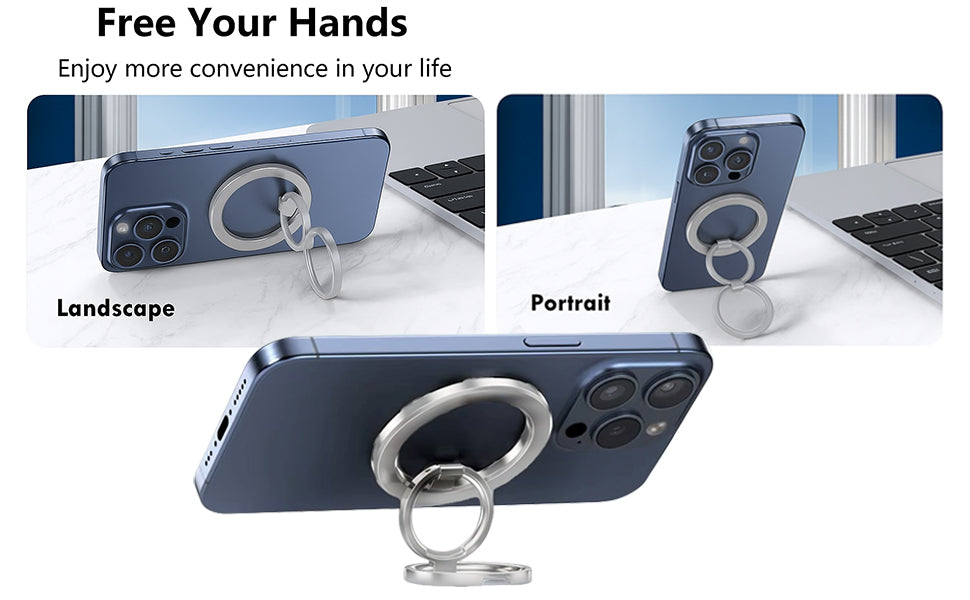 MagSafe Phone Grip & Stand | Dual Ring Holder - Silver Storm