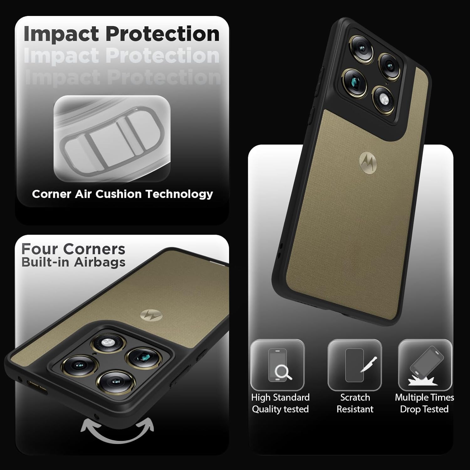 Motorola Signature Back Cover Case | Clear Hybrid - Clear Black