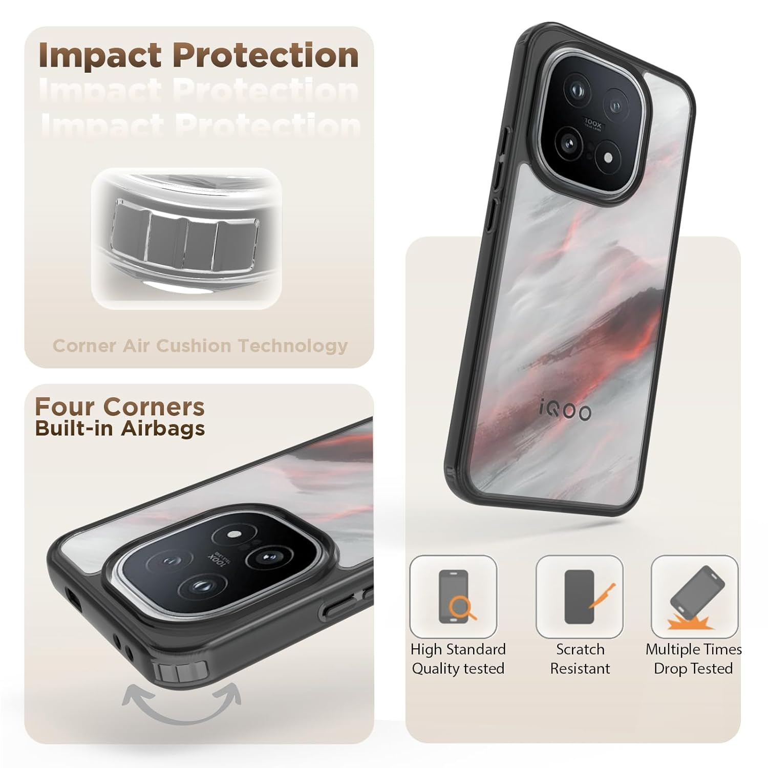 iQOO 15 5G Back Cover Case | Clear Hybrid - Clear Smoke