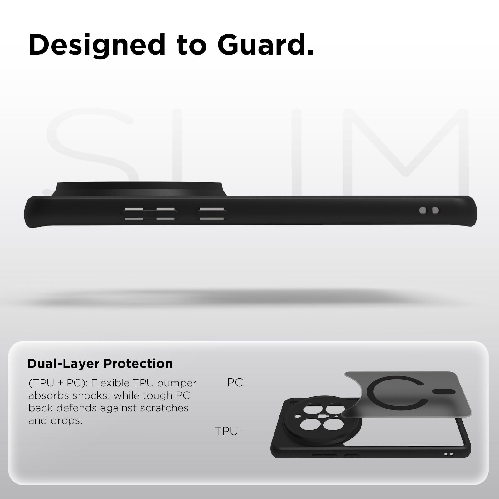 Vivo X200 Pro 5G Back Cover Case | Sleek Hybrid - Matte Black Magnetic
