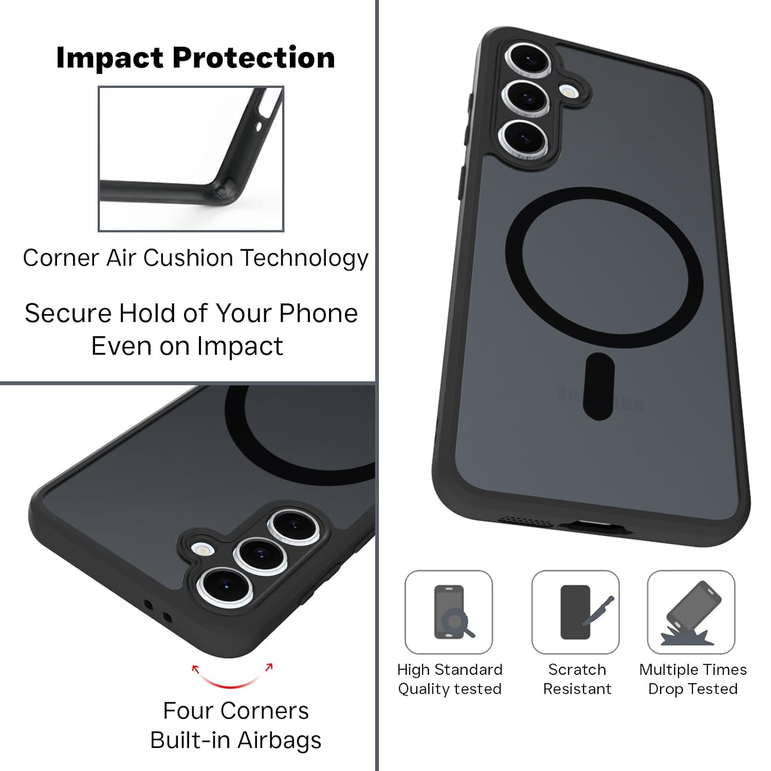 Samsung Galaxy S24 FE 5G Back Cover Case | Sleek Hybrid - Matte Black Magnetic