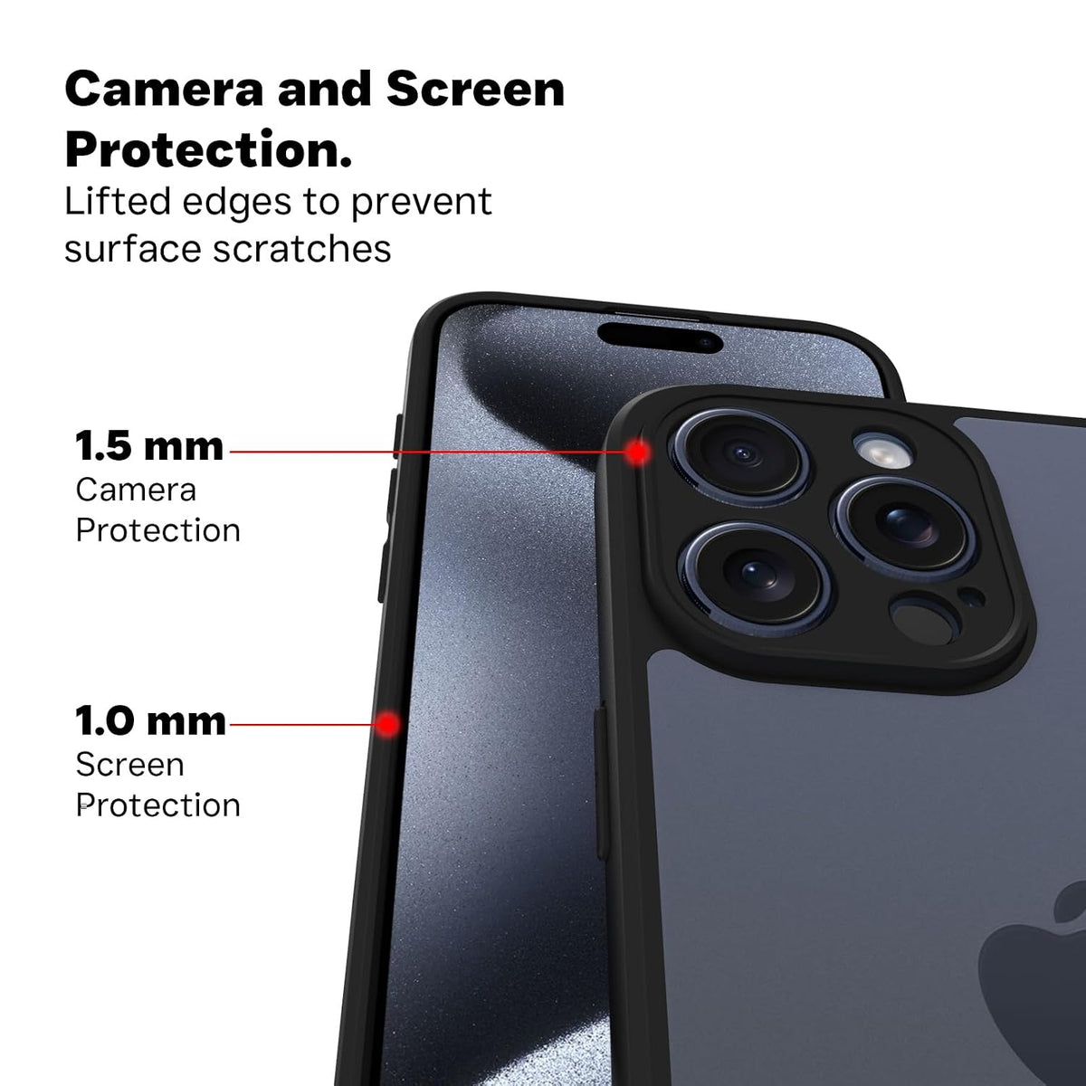 iPhone 15 Pro Max Back Cover Case | Sleek Hybrid - Clear Black