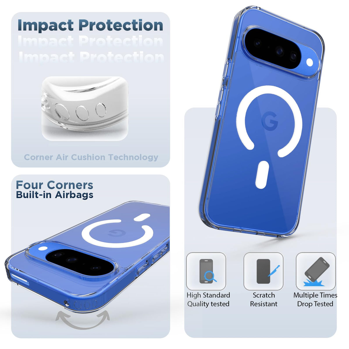 Google Pixel 10 / Pixel 10 Pro Back Cover Case | Clear Hybrid - Clear Smoke Magnetic