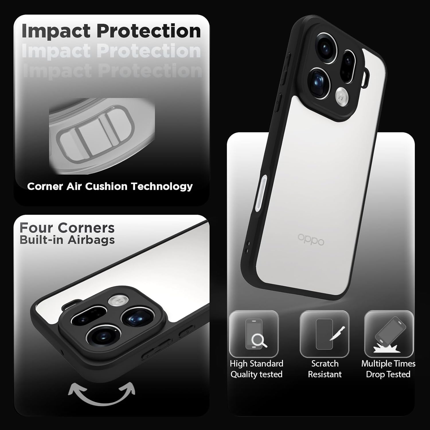 Oppo Find X9 Pro 5G Back Cover Case | Sleek Hybrid - Clear Black