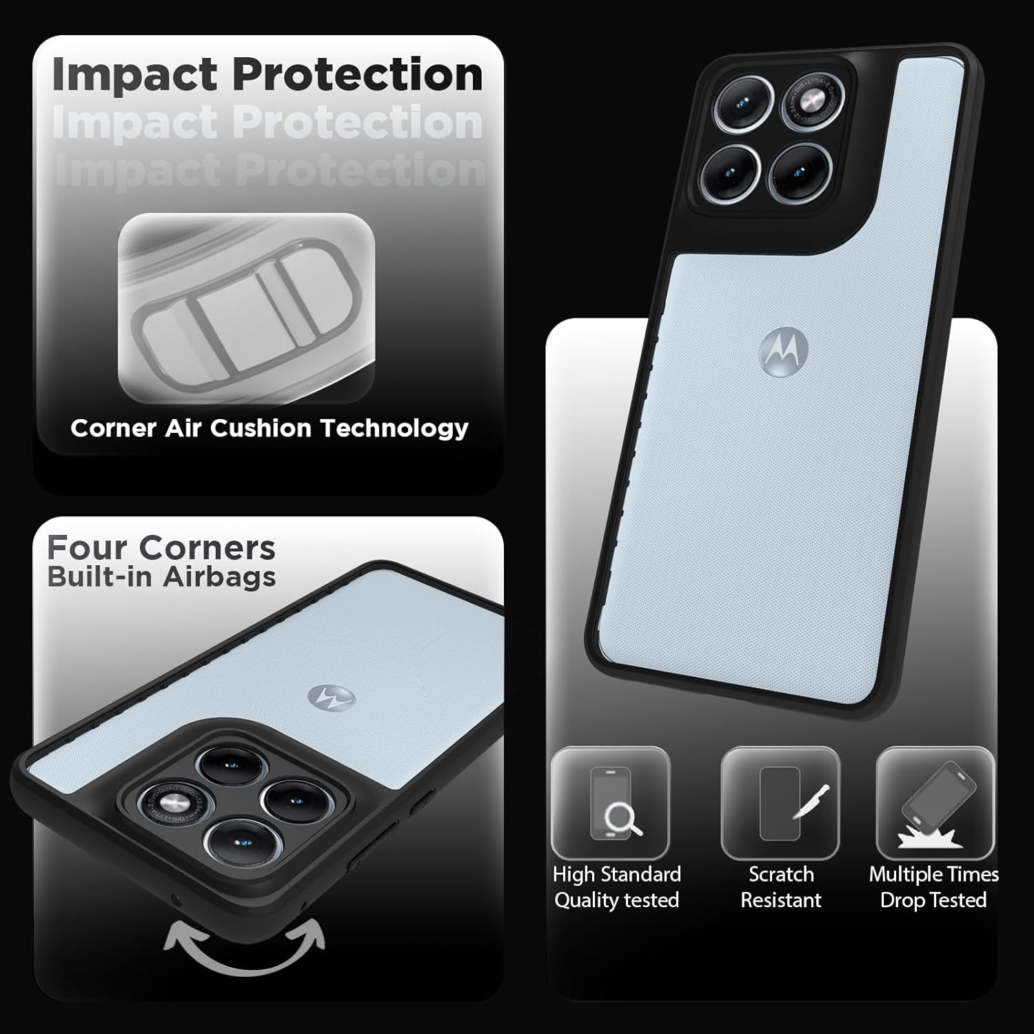 Motorola Moto Edge 70 Fusion 5G Back Cover Case | Clear Hybrid - Clear Black