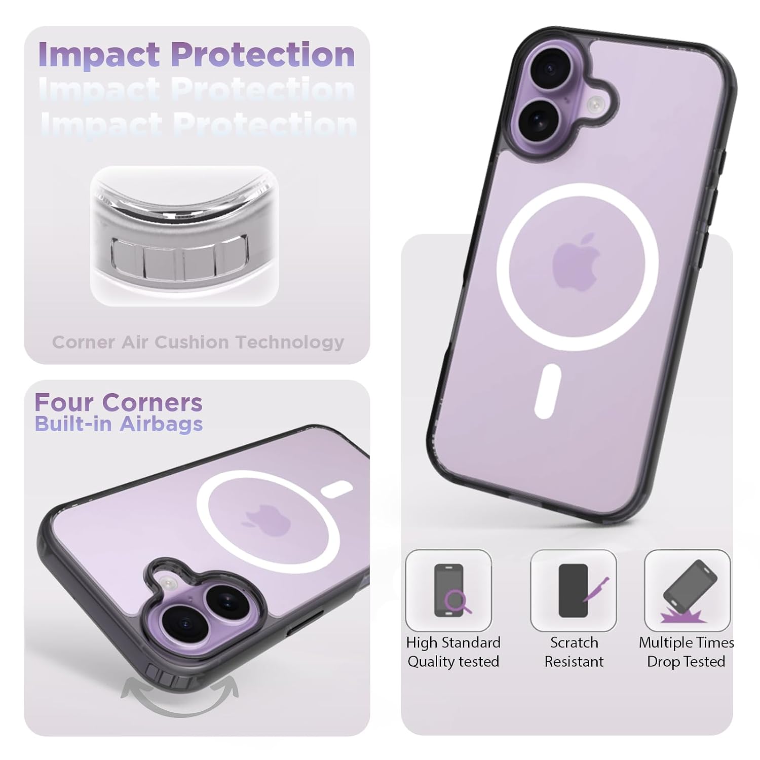 iPhone 17 Back Cover Case | Clear Hybrid - Smoke Magnetic White