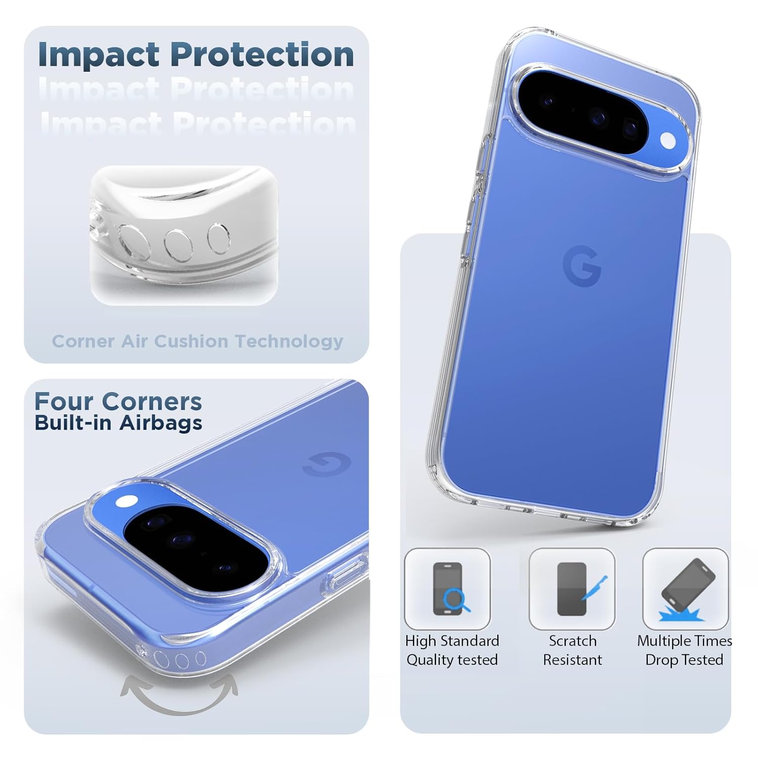 Google Pixel 10 / Pixel 10 Pro Back Cover Case | Clear Hybrid - Clear