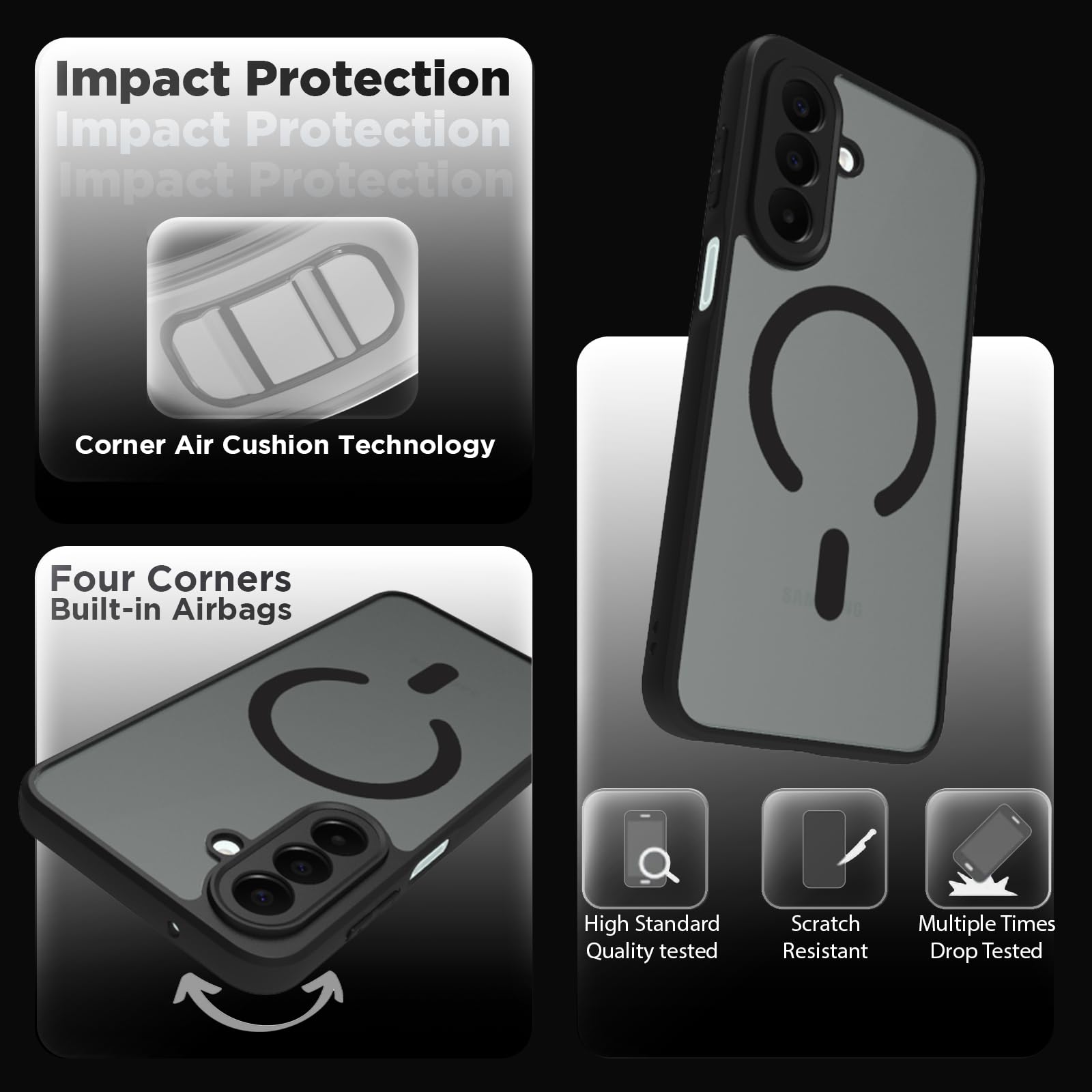 Samsung Galaxy A27 Back Cover Case | Sleek Hybrid - Matte Black Magnetic