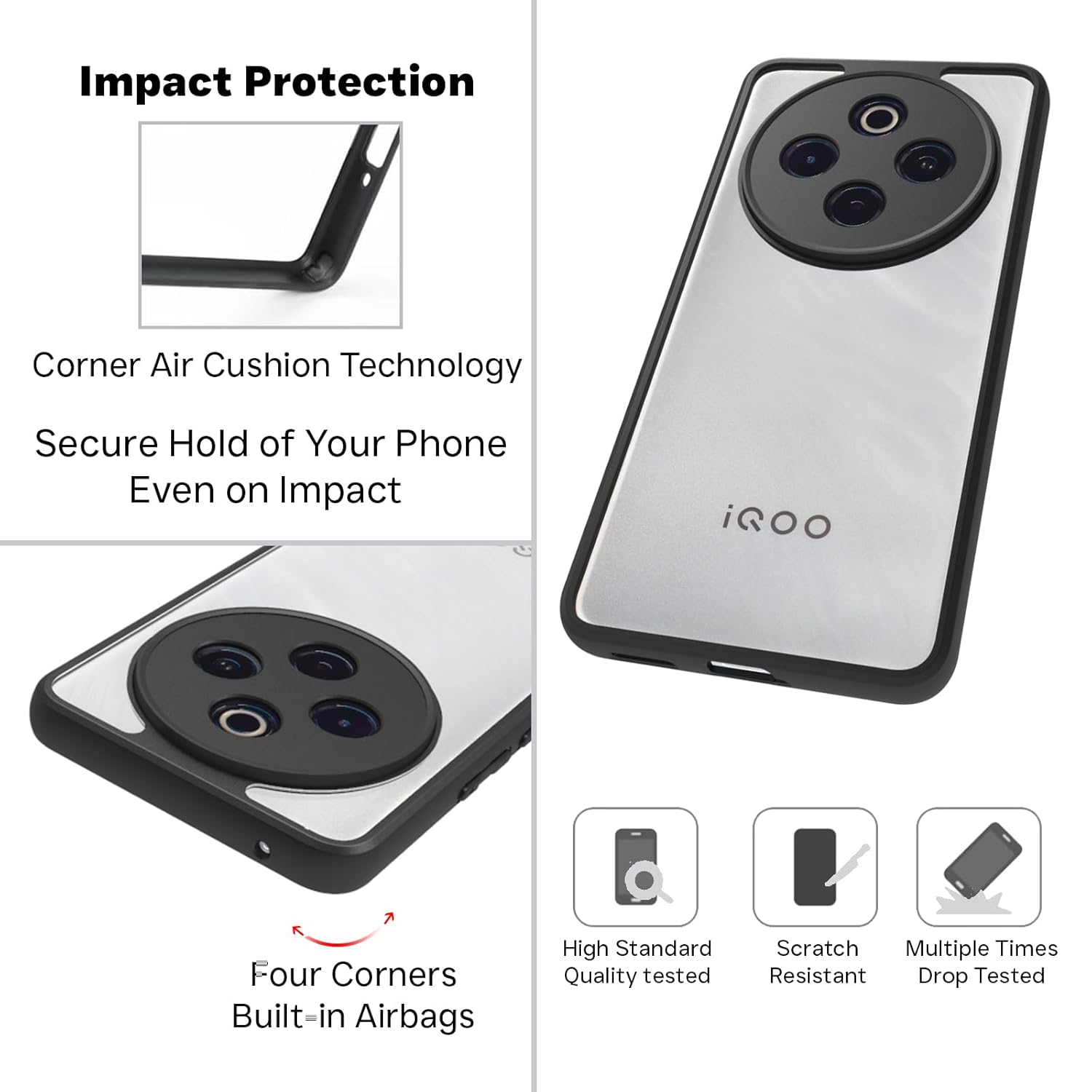 iQOO Z10 5G / Vivo T4 5G Back Cover Case | Sleek Hybrid - Clear