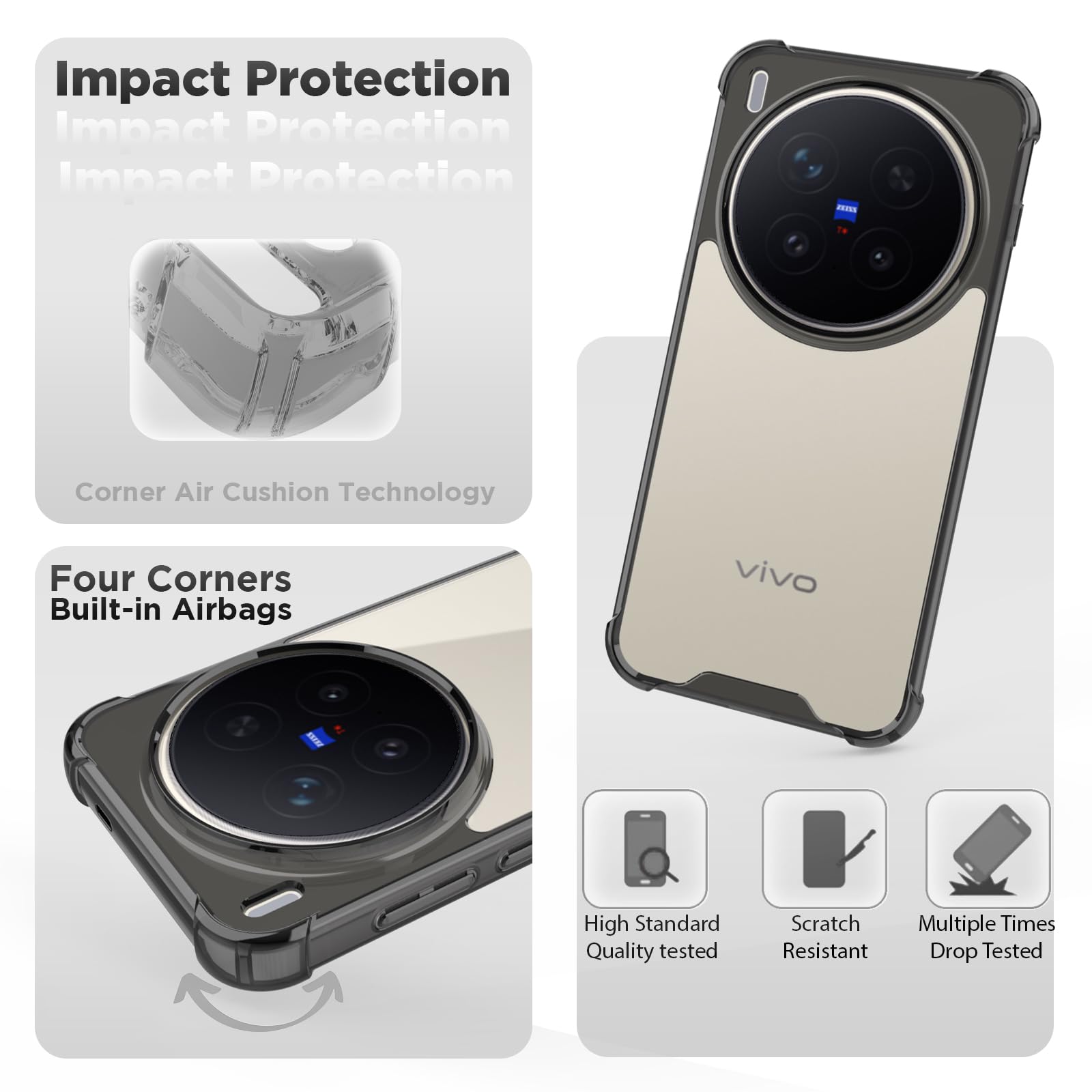 Vivo X300 Pro 5G Back Cover Case | Clear Hybrid - Clear Smoke
