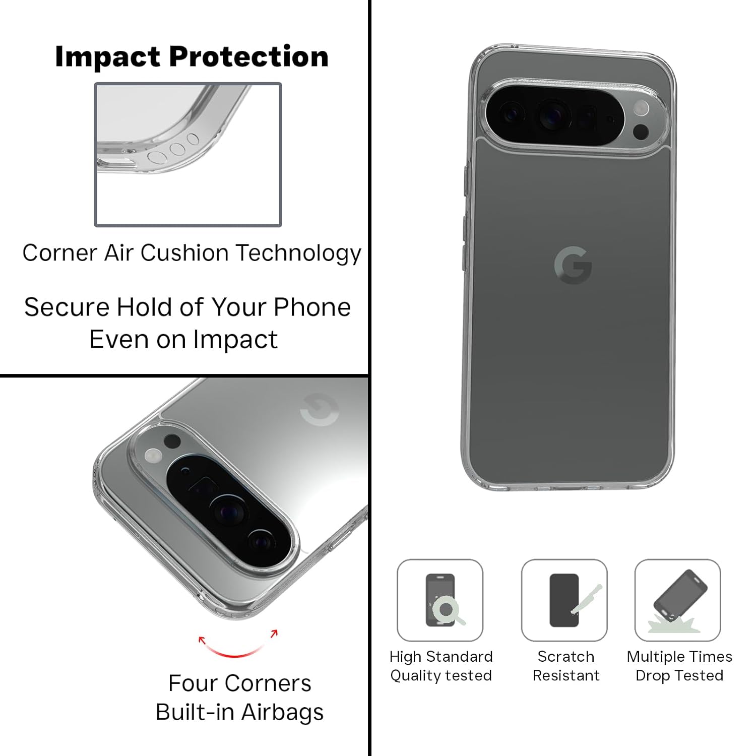 Google Pixel 10 Pro XL Back Cover Case | Clear Hybrid - Clear
