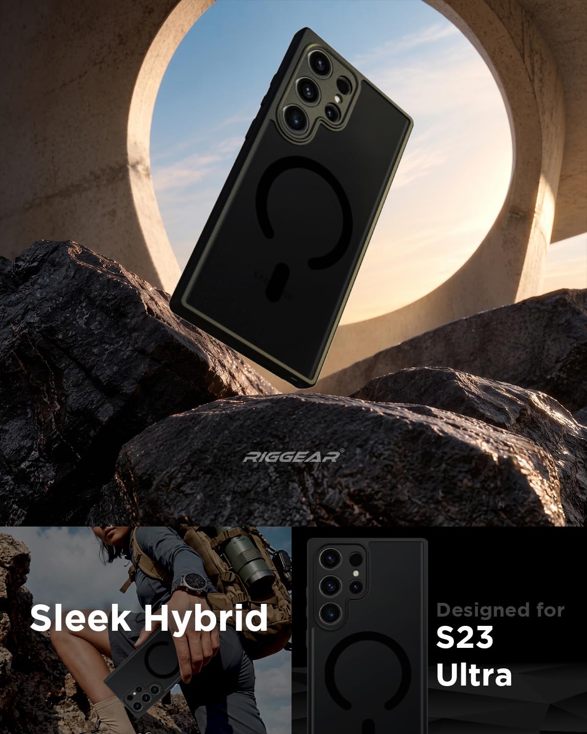Samsung Galaxy S23 Ultra Back Cover Case | Sleek Hybrid - Matte Black Magnetic