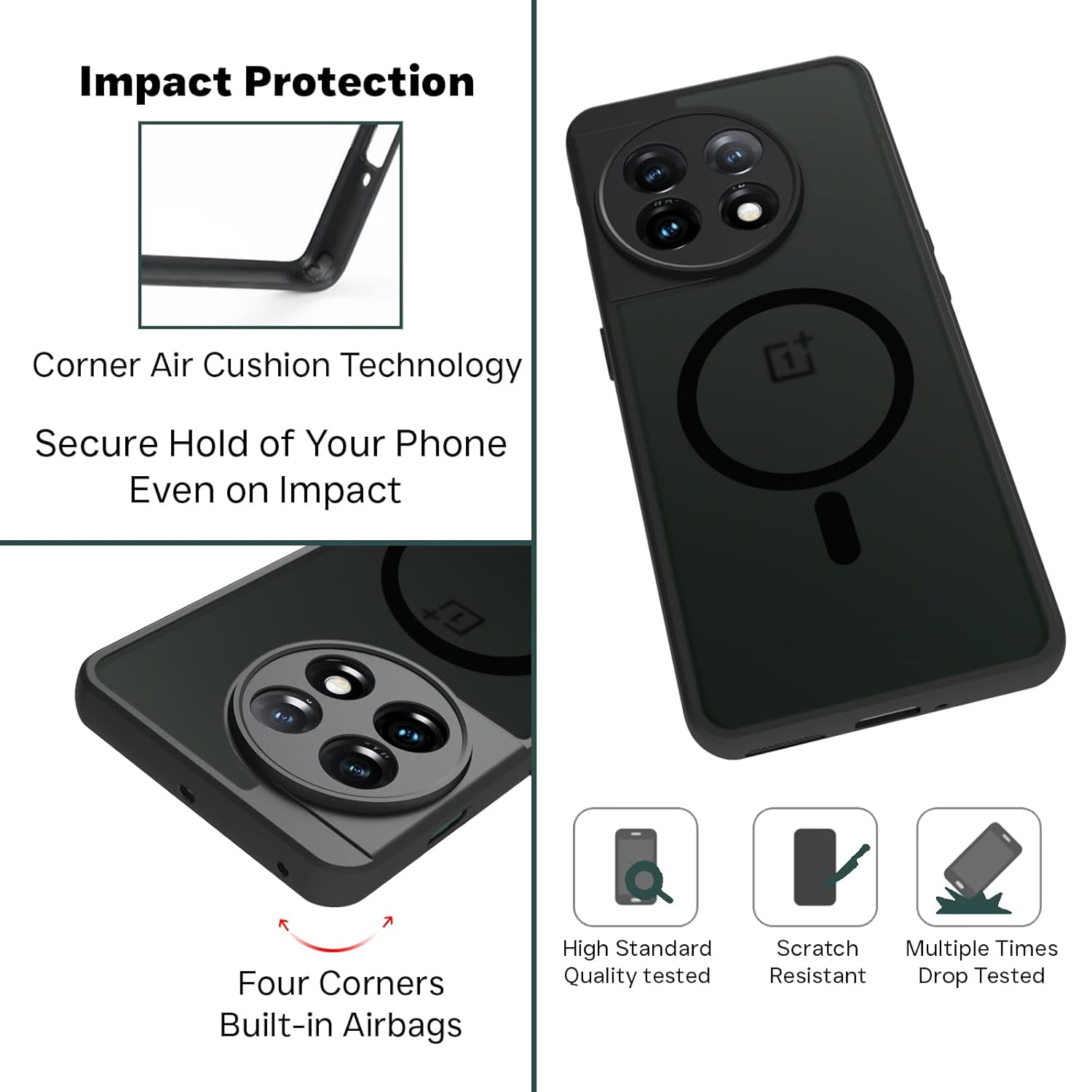 OnePlus 11 Back Cover Case | Sleek Hybrid - Matte Black