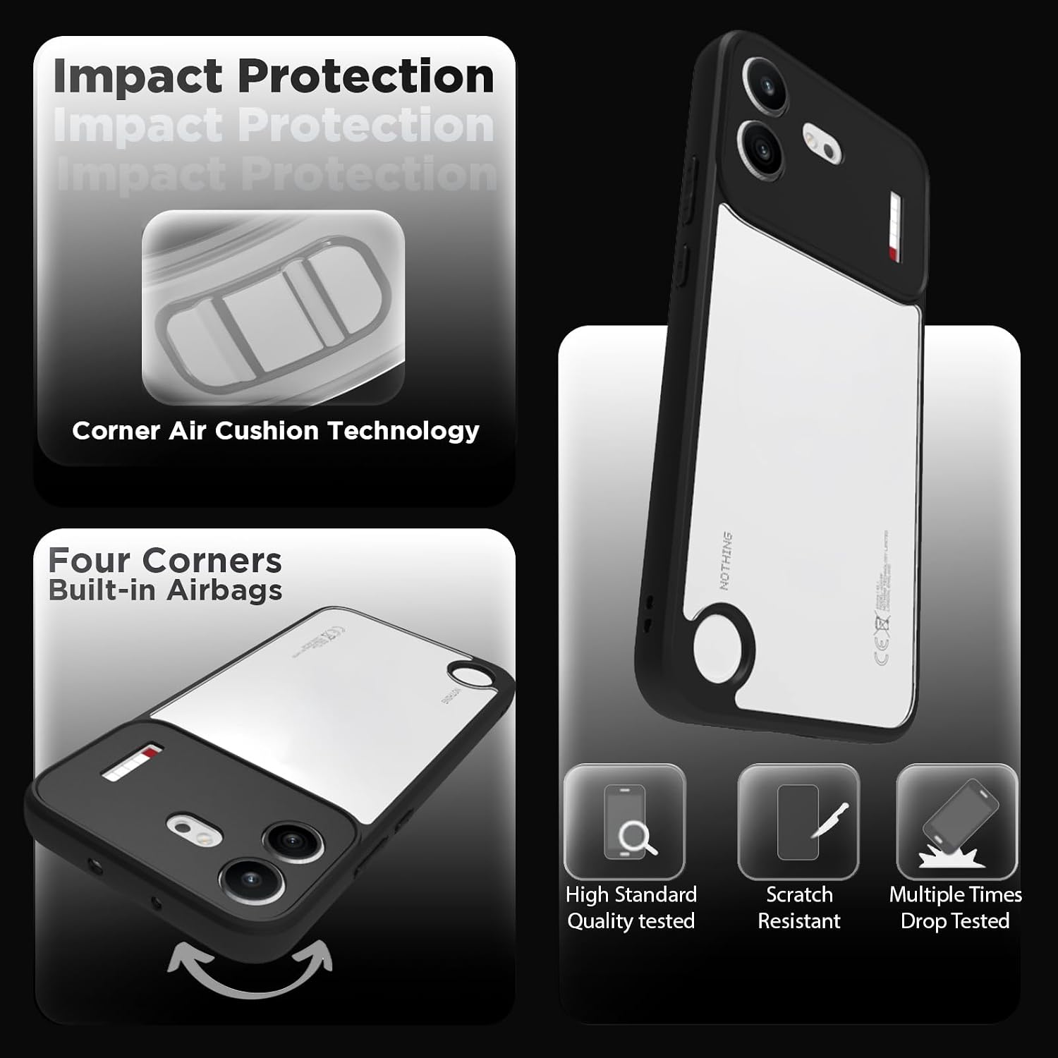 Nothing Phone 4b Back Cover Case | Sleek Hybrid - Clear Black Magnetic