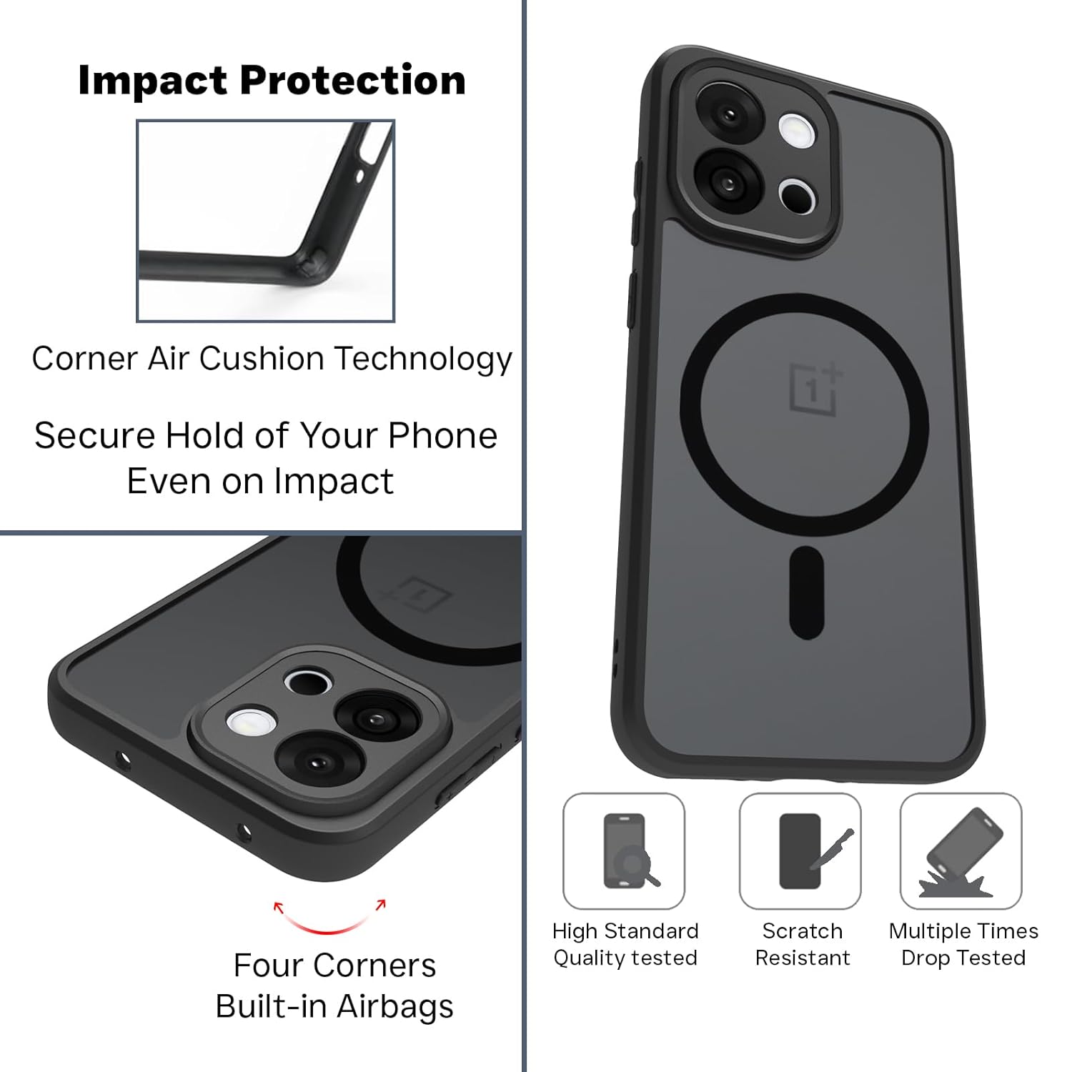 OnePlus 13s Back Cover Case | Sleek Hybrid - Matte Black Magnetic
