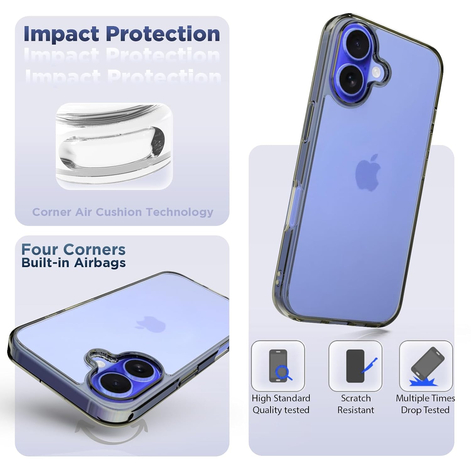iPhone 16 Back Cover Case | Clear Hybrid - Clear