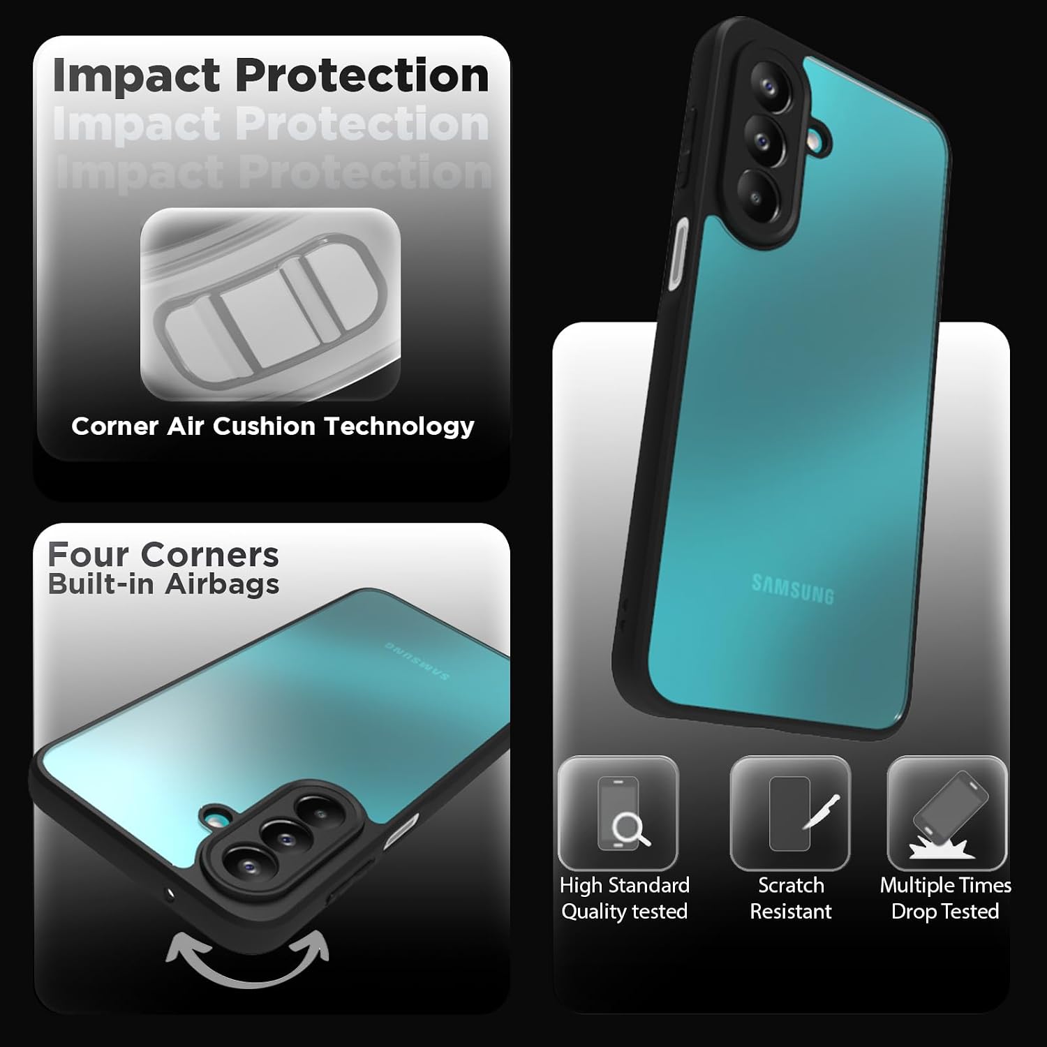 Samsung Galaxy M47 Back Cover Case | Sleek Hybrid - Clear Black