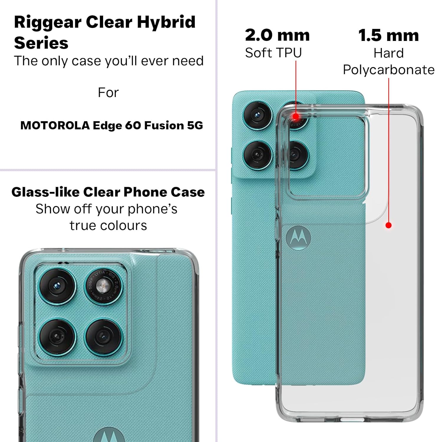 Motorola Edge 60 Fusion / Edge 60 5G Back Cover Case | Clear Hybrid - Clear