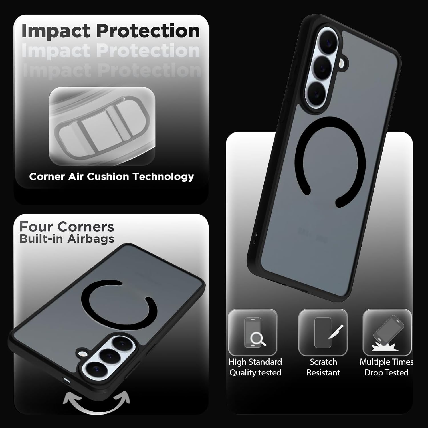 Samsung Galaxy S26 Back Cover Case | Sleek Hybrid - Matte Black Magnetic