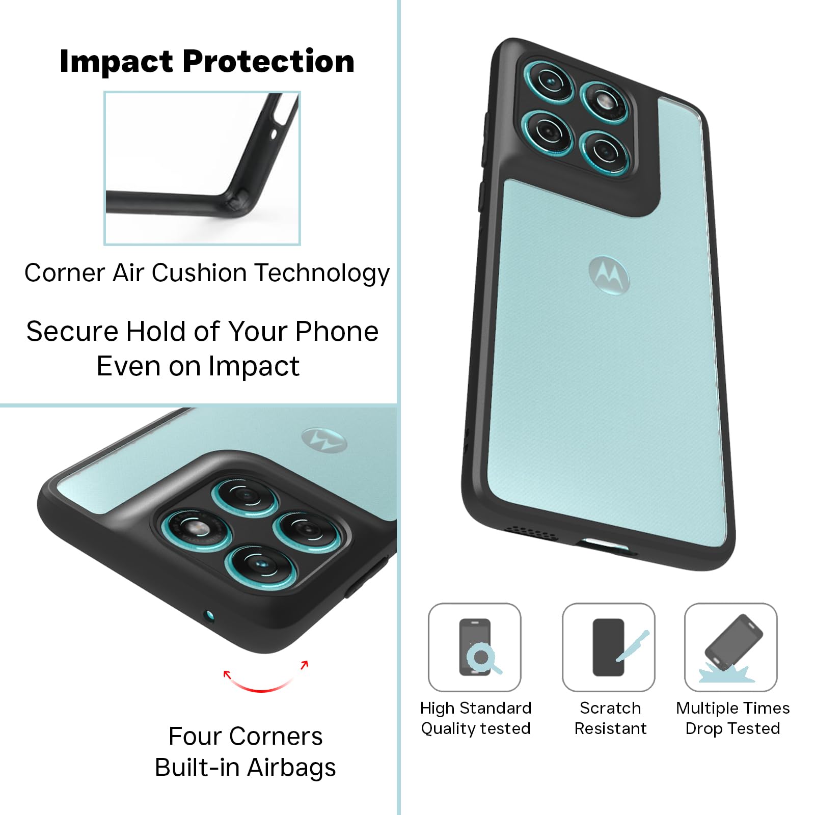 Moto Edge 60 Fusion 5G / Moto Edge 60 5G Back Cover Case | Clear Hybrid - Clear Black