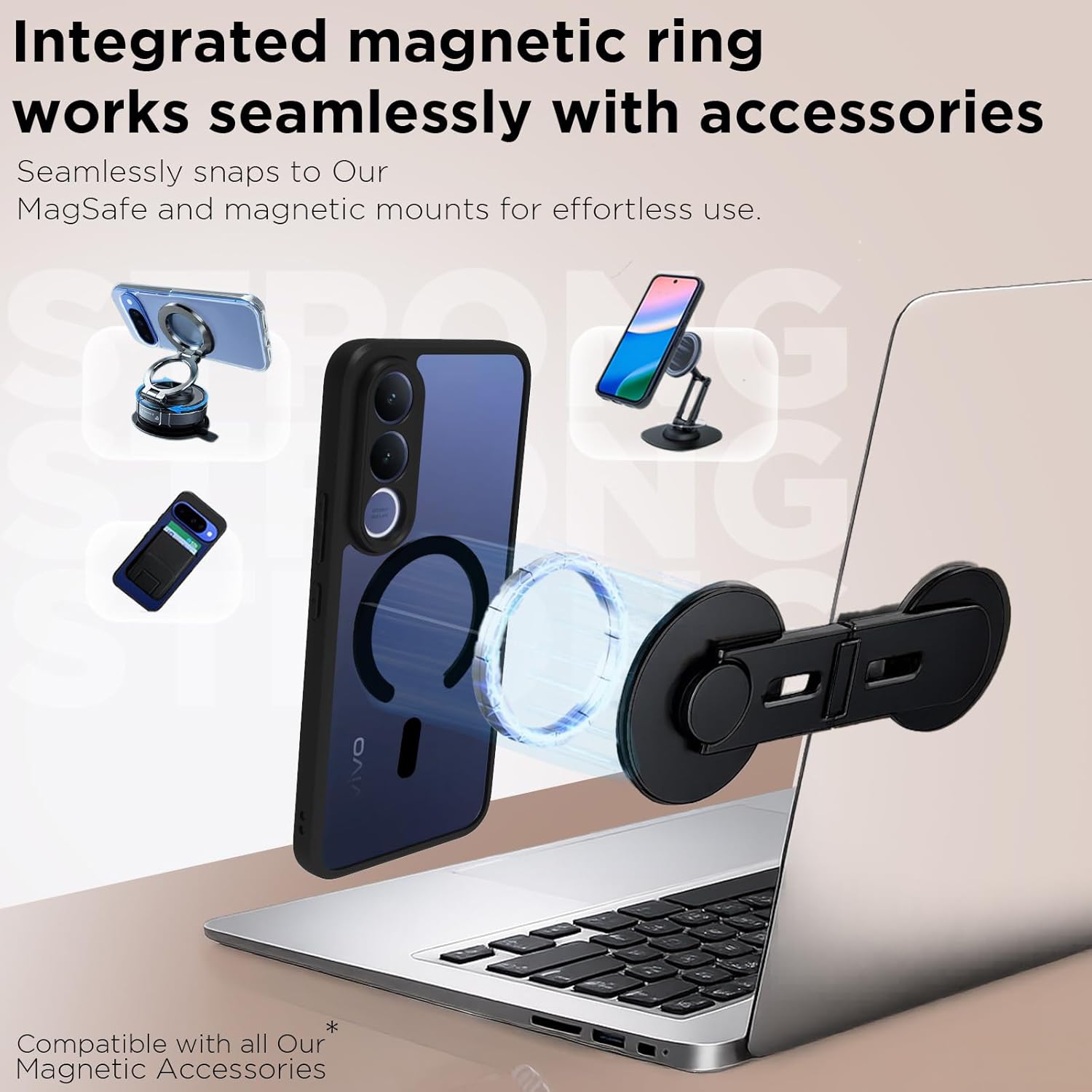 Vivo V70 FE Back Cover Case | Sleek Hybrid - Clear Black Magnetic