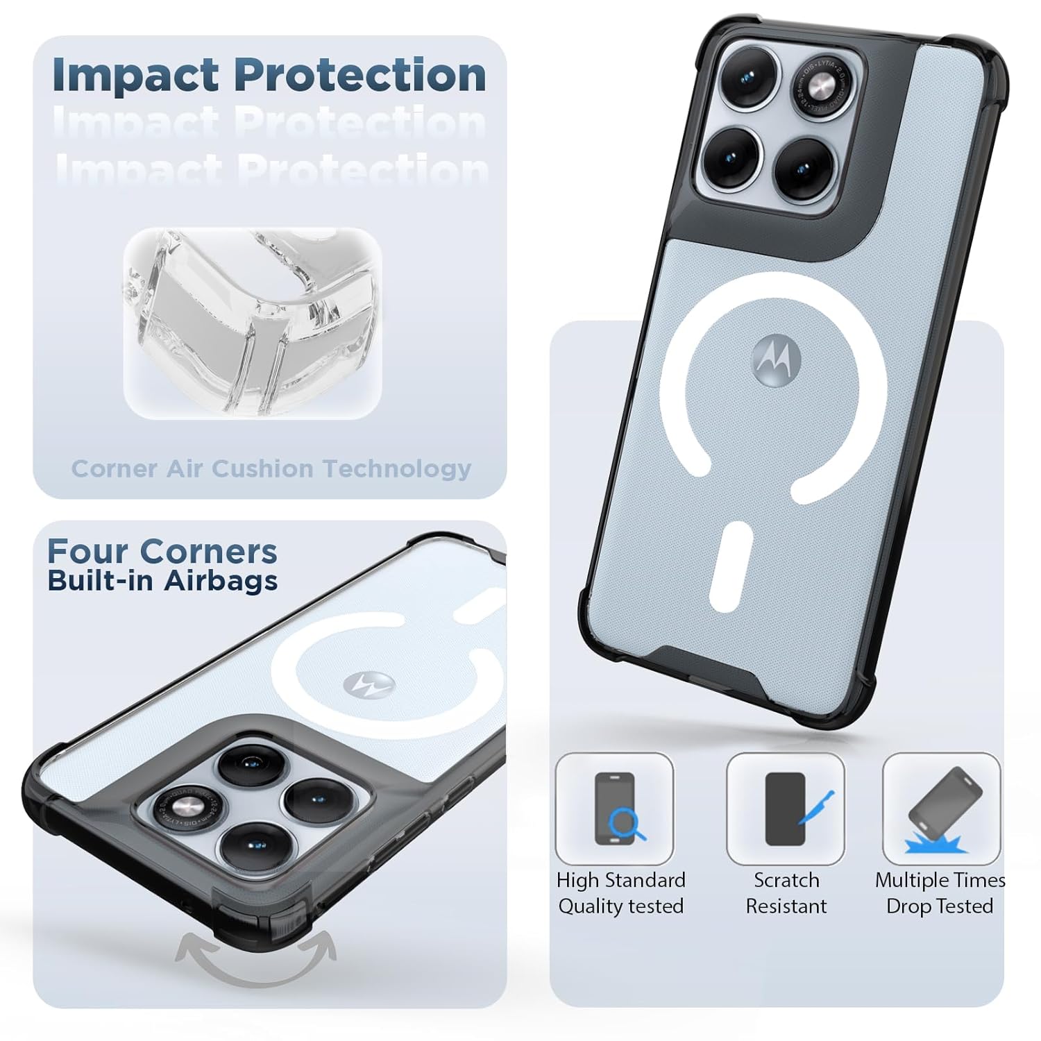 Motorola Edge 70 Fusion Back Cover Case | Clear Hybrid - Clear Smoke Magnetic