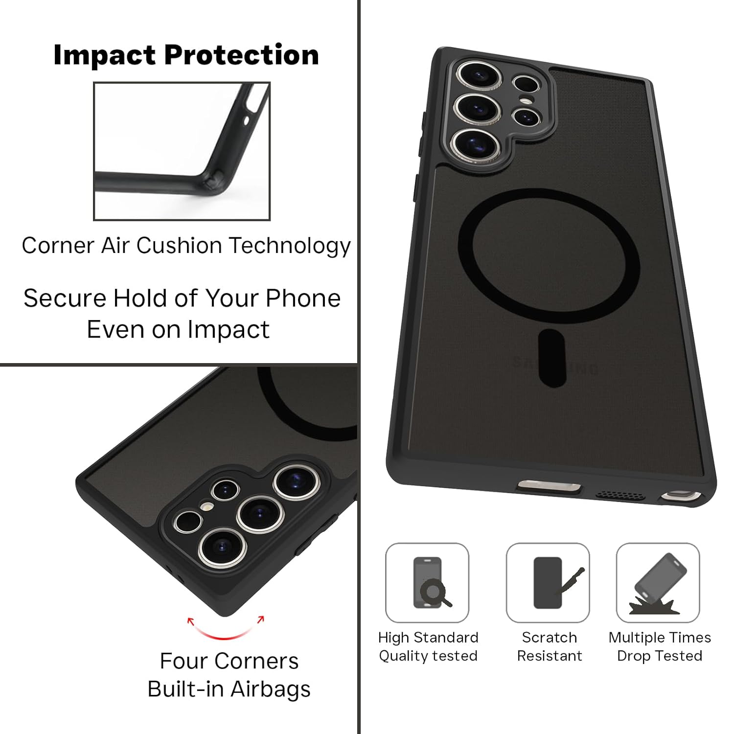 Samsung Galaxy S24 Ultra Back Cover Case | Sleek Hybrid - Matte Black Magnetic