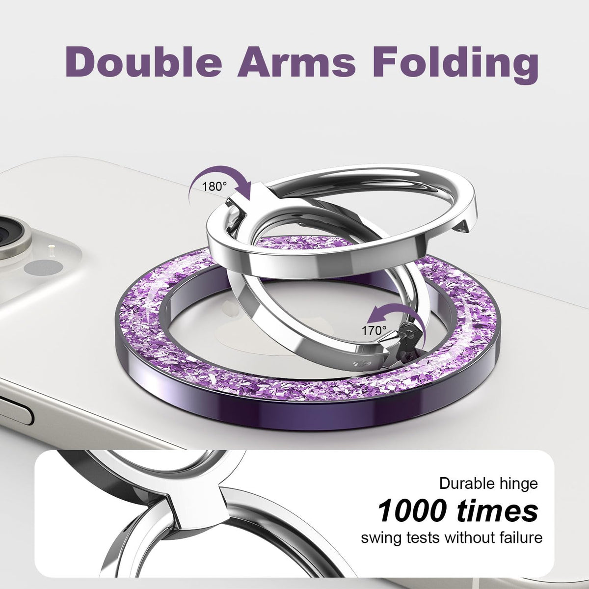 Magnetic Phone Grip & Stand | 2-in-1 Dual Ring Holder - Purple Sparkle