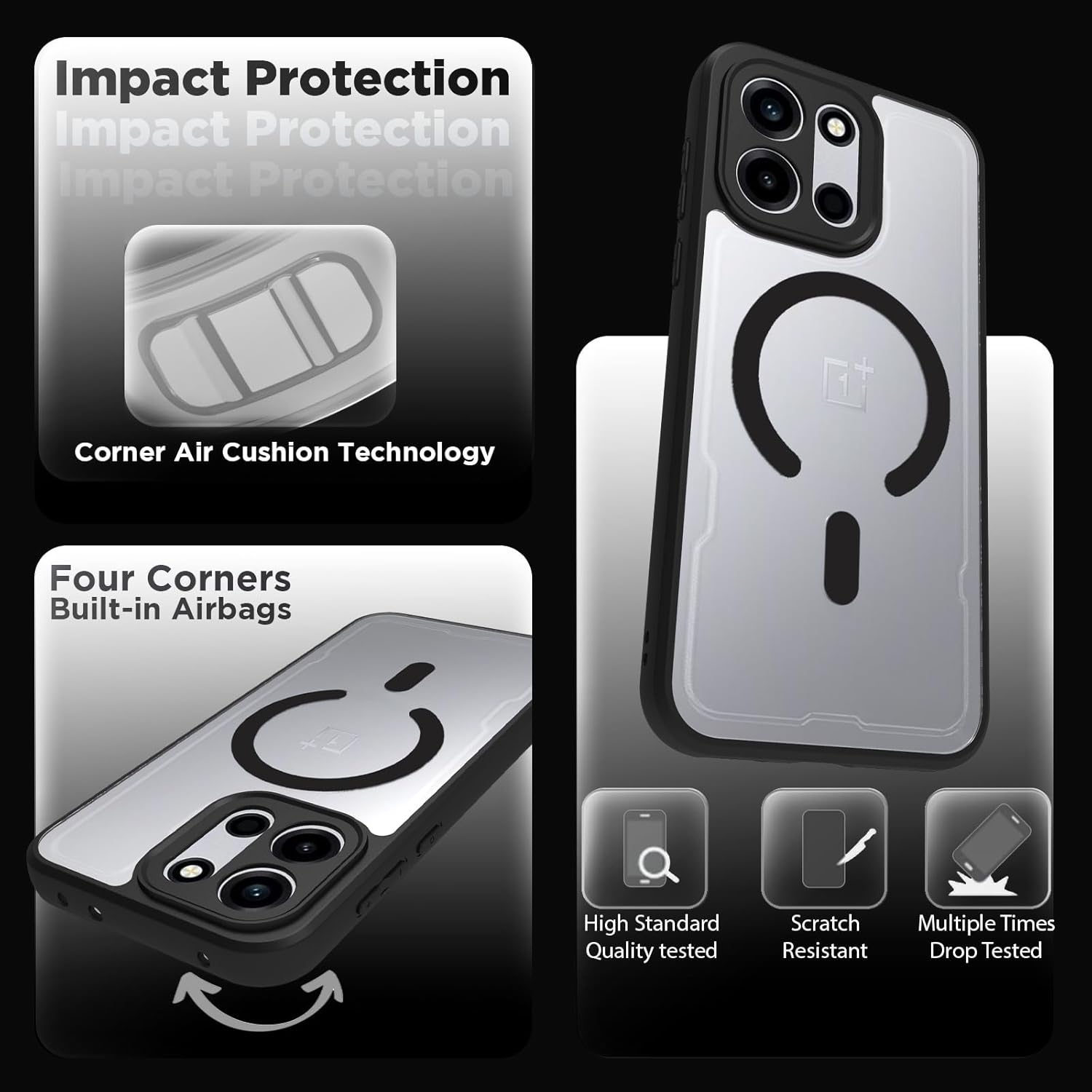 OnePlus Nord 6 5G / Nord CE 6 5G Back Cover Case | Clear Hybrid - Clear Black Magnetic