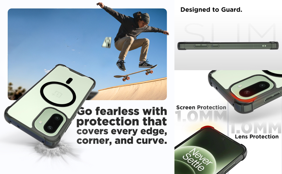 OnePlus 15R 5G Back Cover Case | Clear Hybrid - Smoke Magnetic(Black)
