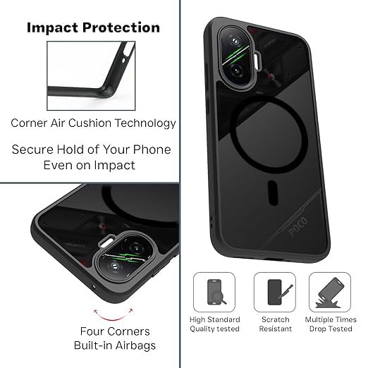 Poco F7 5G Back Cover Case | Sleek Hybrid - Matte Black Magnetic