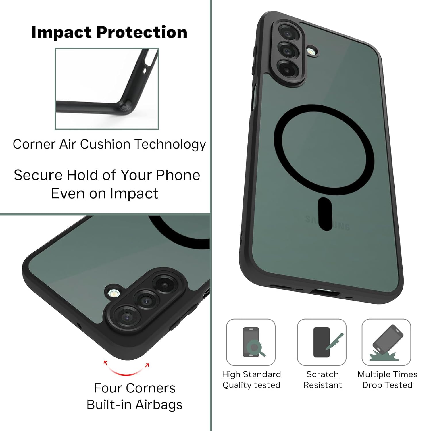 Samsung Galaxy A26 5G Back Cover Case | Sleek Hybrid - Matte Black Magnetic
