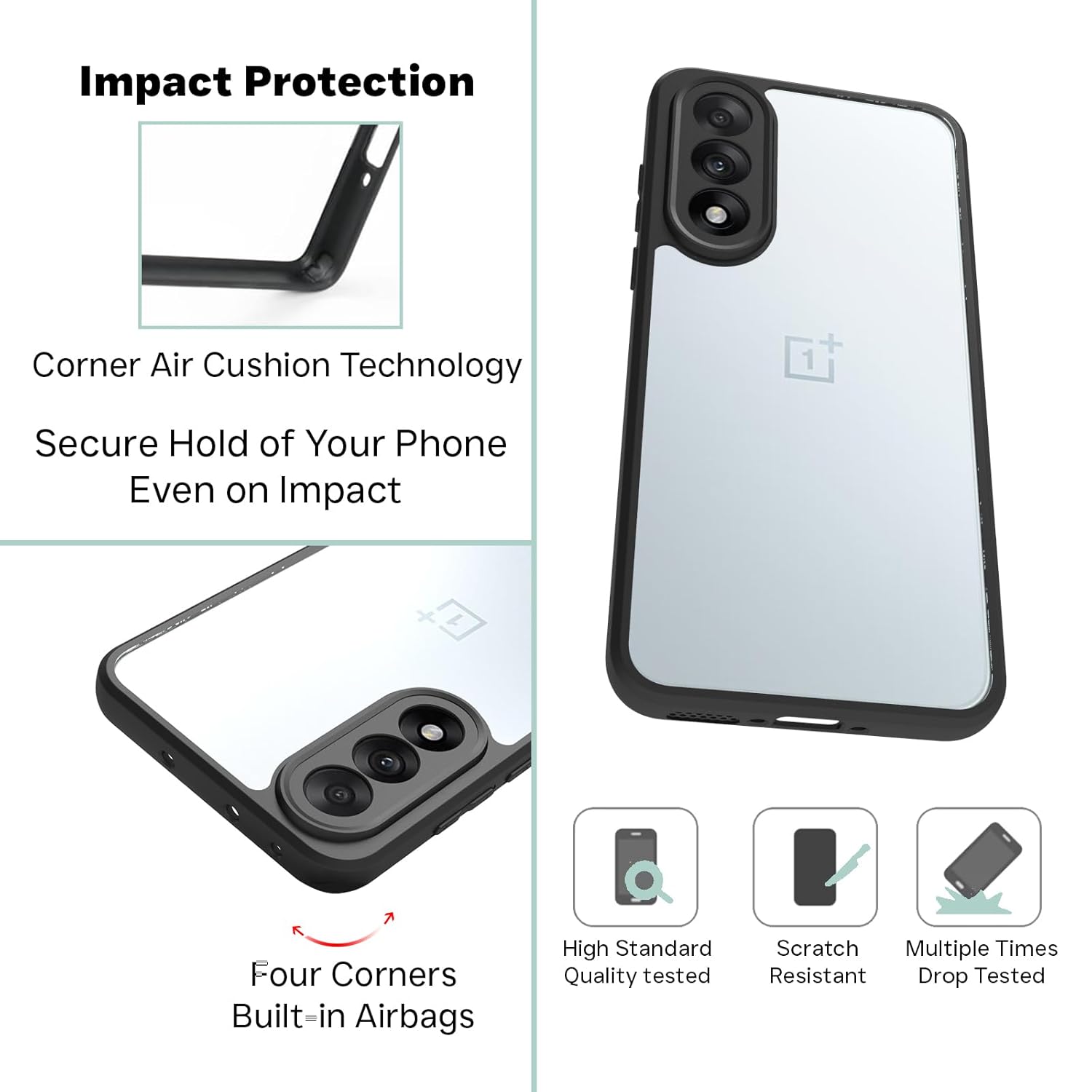 OnePlus Nord 5 5G Back Cover Case | Sleek Hybrid - Clear Black