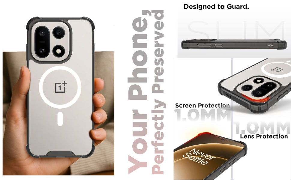 OnePlus 15 5G Back Cover Case | Clear Hybrid - Clear Smoke Magnetic