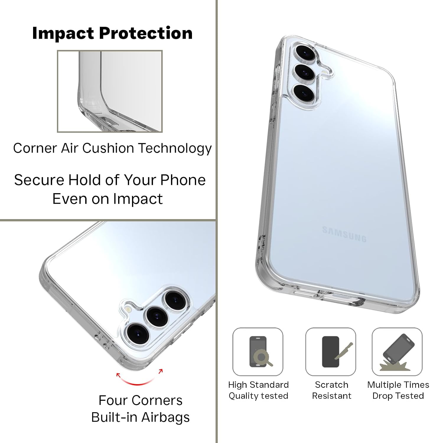Samsung Galaxy S24 FE Back Cover Case | Sleek Hybrid- Clear