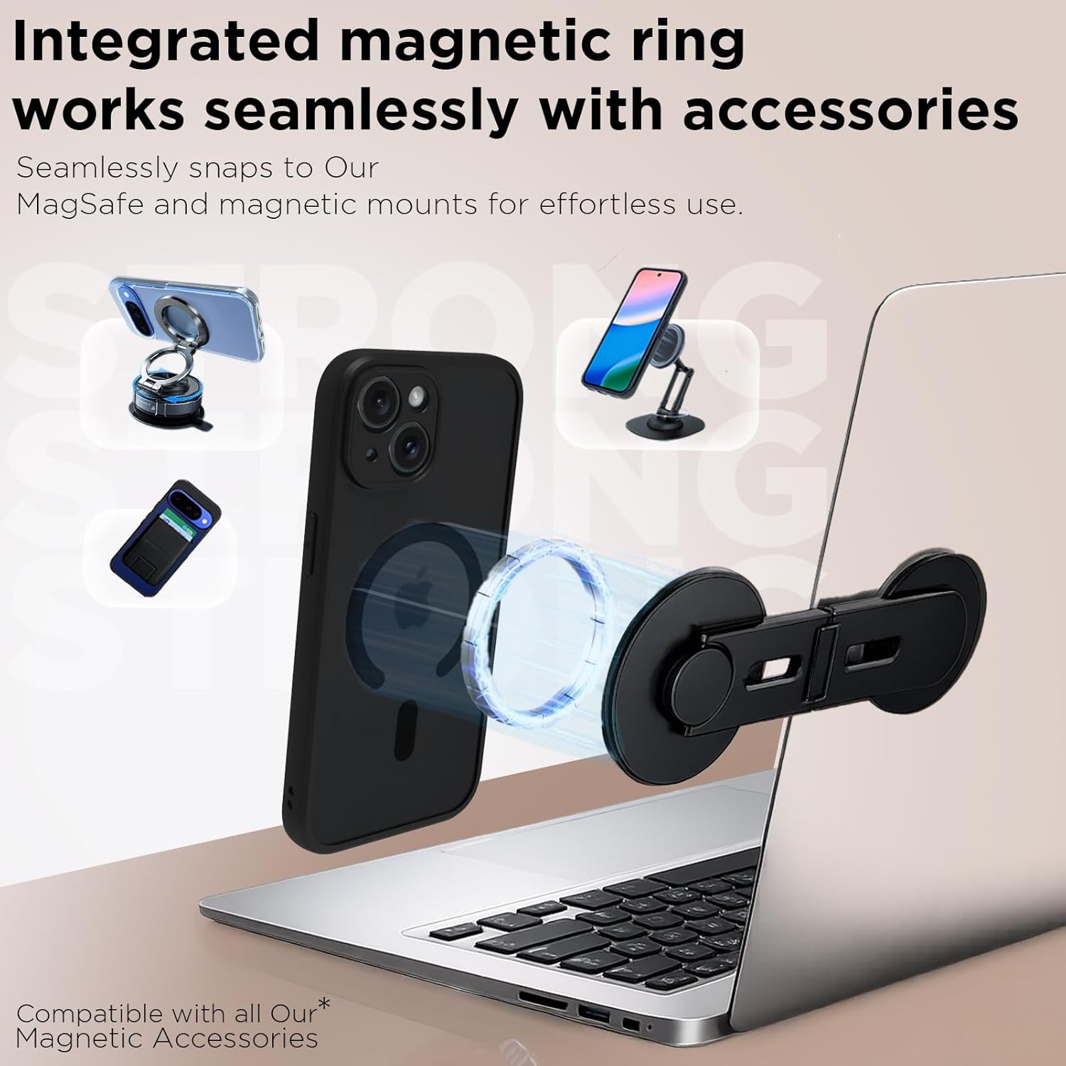 iPhone 15 Back Cover Case | Sleek Hybrid - Matte Black Magnetic