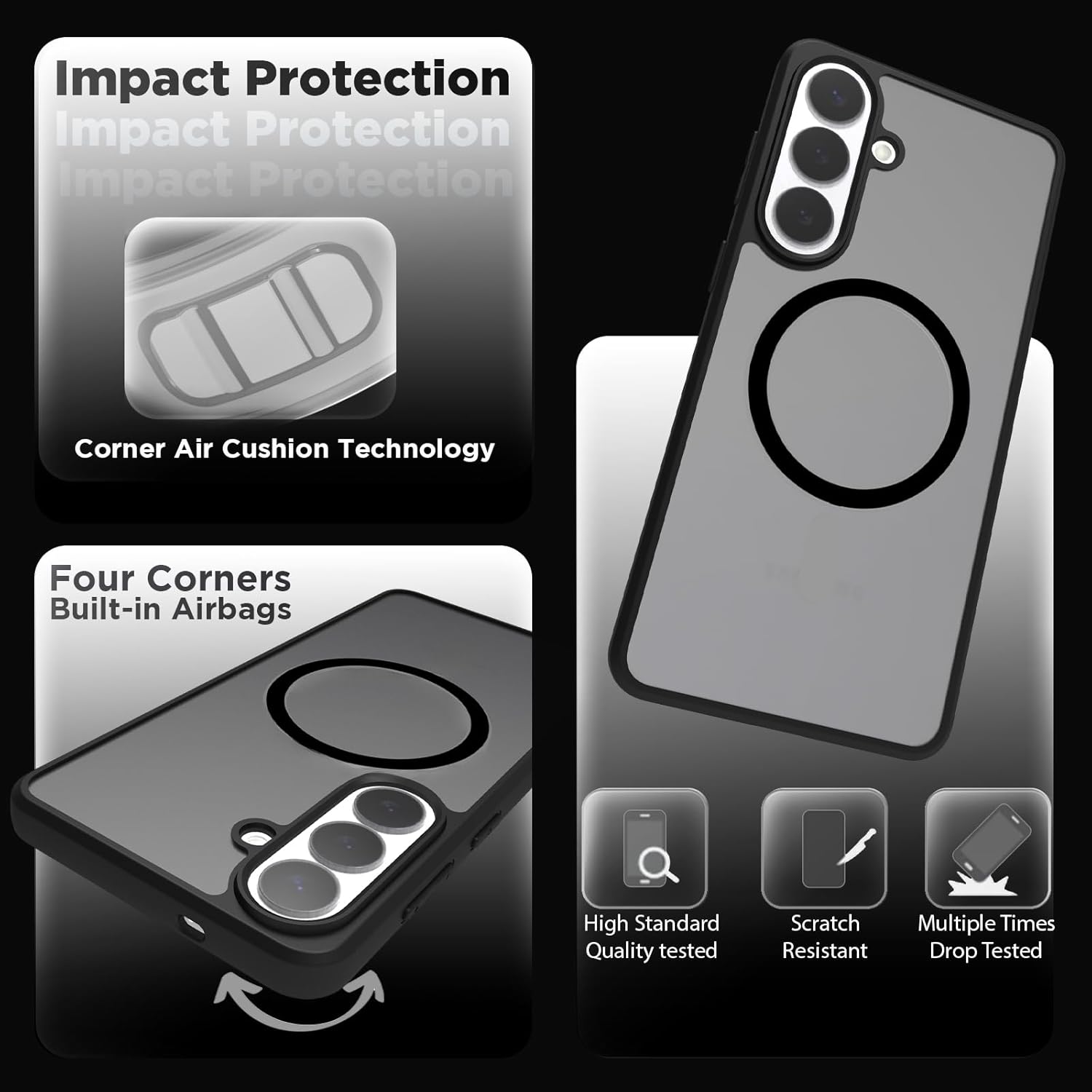 Samsung Galaxy S26 Plus Back Cover Case | Sleek Hybrid - Matte Black Magnetic