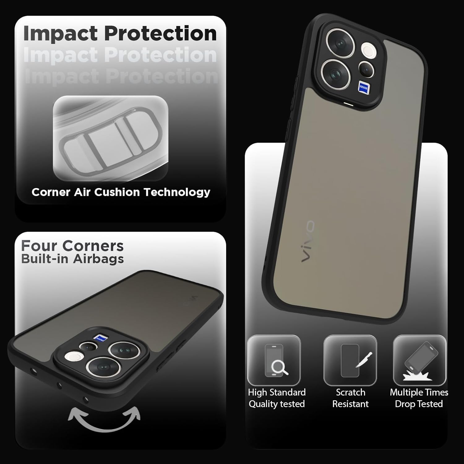 Vivo V70 / V70 Elite 5G Back Cover Case | Sleek Hybrid - Matte Black