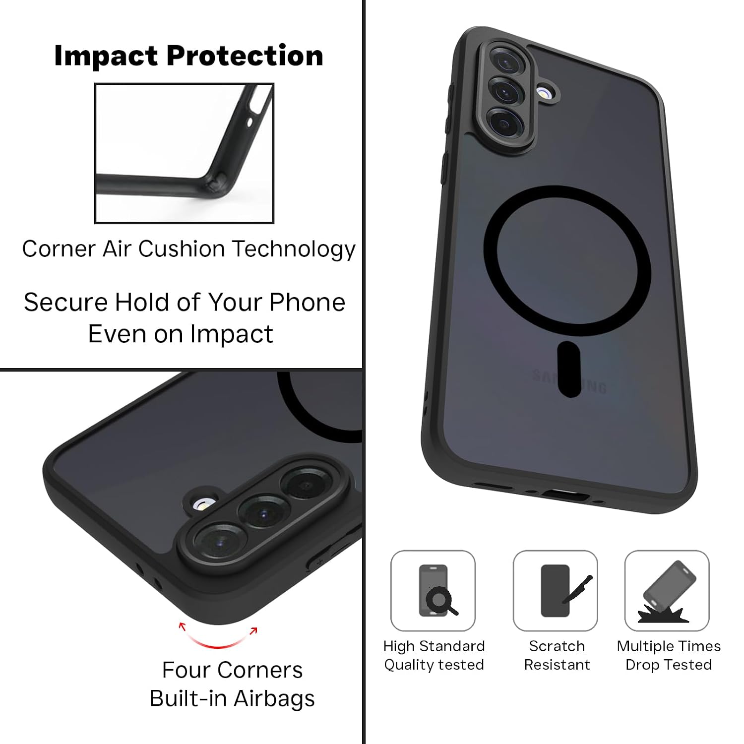 Samsung Galaxy A36 Back Cover Case | Sleek Hybrid - Matte Black Magnetic