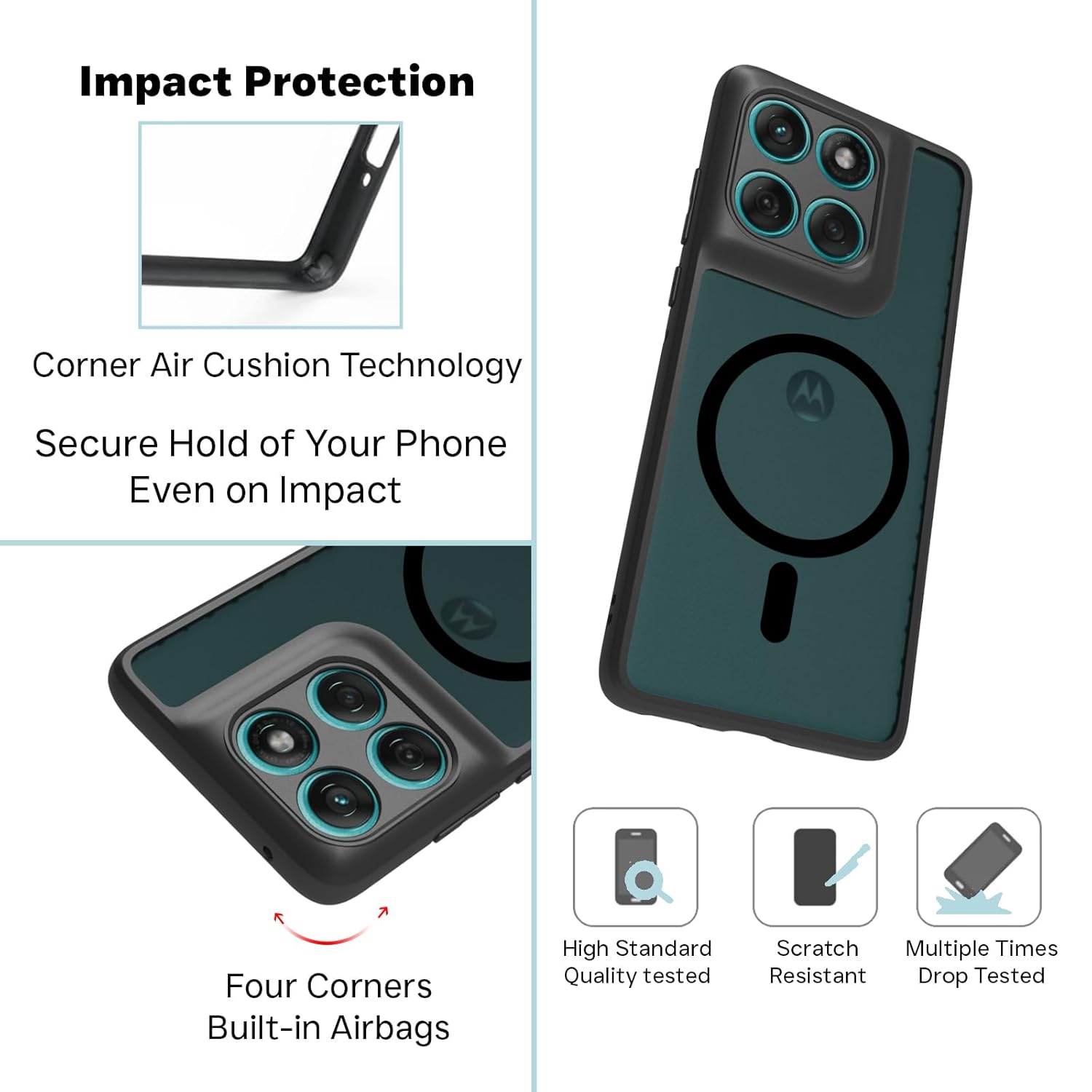 Moto Edge 60 Fusion 5G / Moto Edge 60 5G Back Cover Case | Sleek Hybrid - Matte Black Magnetic
