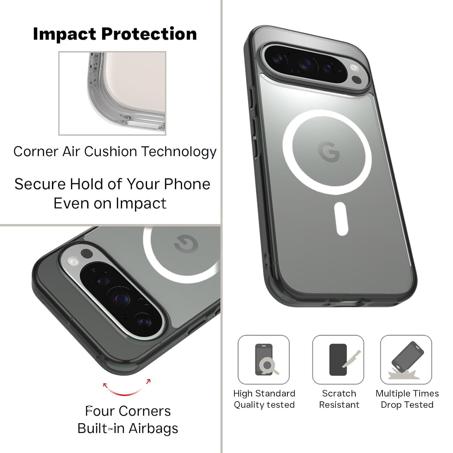 Google Pixel 9 / Pixel 9 Pro Back Cover Case | Clear Hybrid - Clear Magnetic