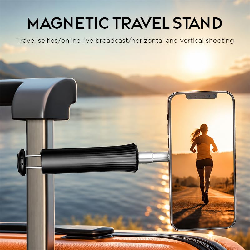 Magnetic Selfie Stick Tripod | 360 Degree Rotatable Phone Holder - Black