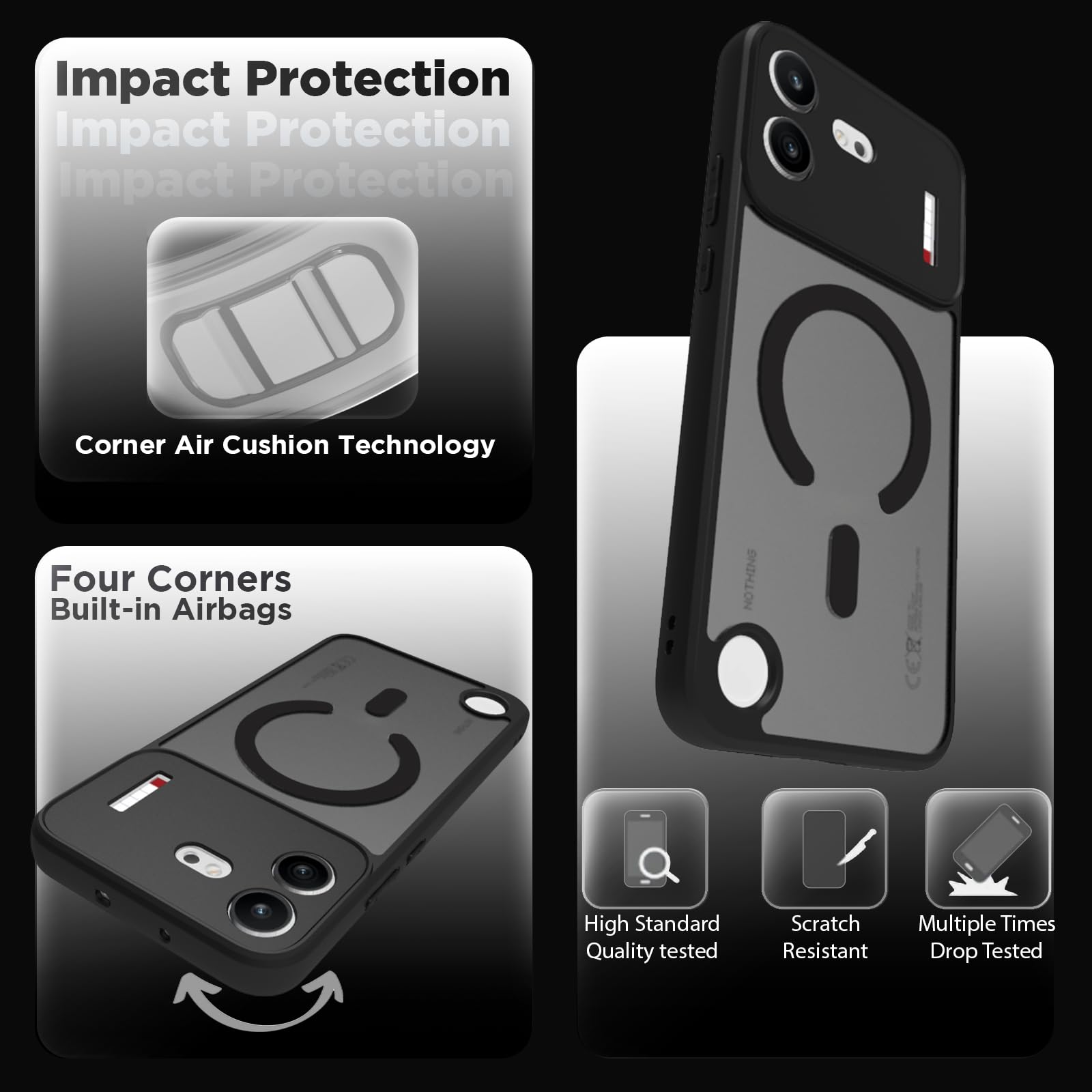Nothing Phone 4b Back Cover Case | Sleek Hybrid - Matte Black Magnetic