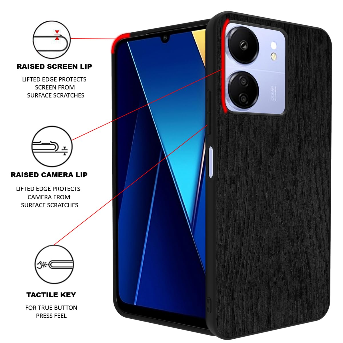Poco C65 Back Cover Case | Sleek - Black