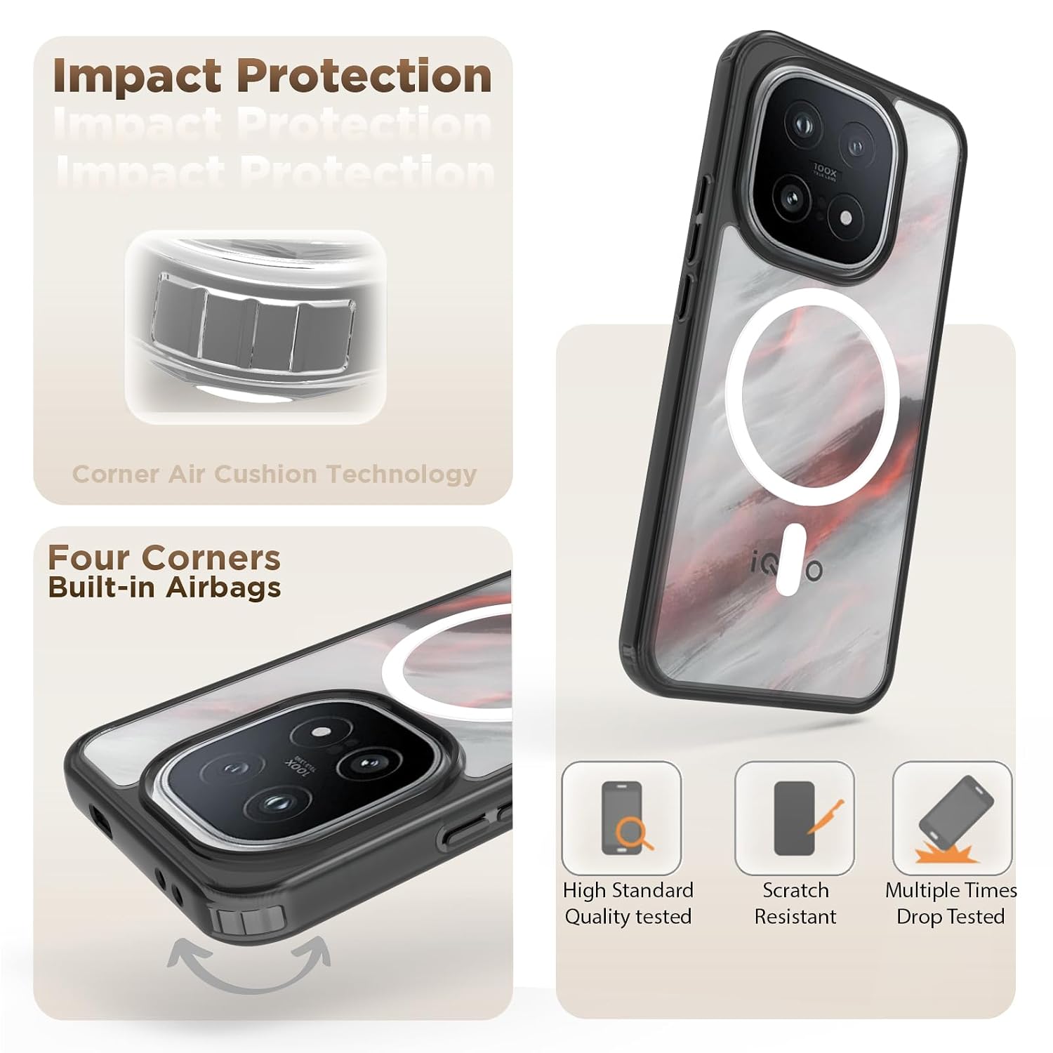 iQOO 15 5G Back Cover Case | Clear Hybrid - Clear Magnetic