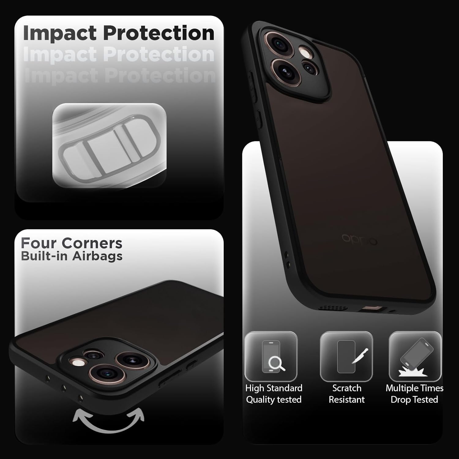 Oppo Reno 15 Pro 5G Back Cover Case | Sleek Hybrid - Matte Black