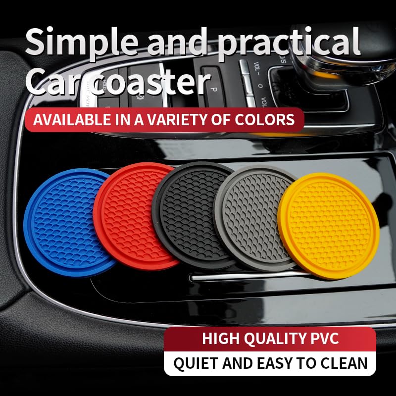 Universal Cup Holder Coasters | Anti-Slip Washable Car Cup Holder Inserts - Grey