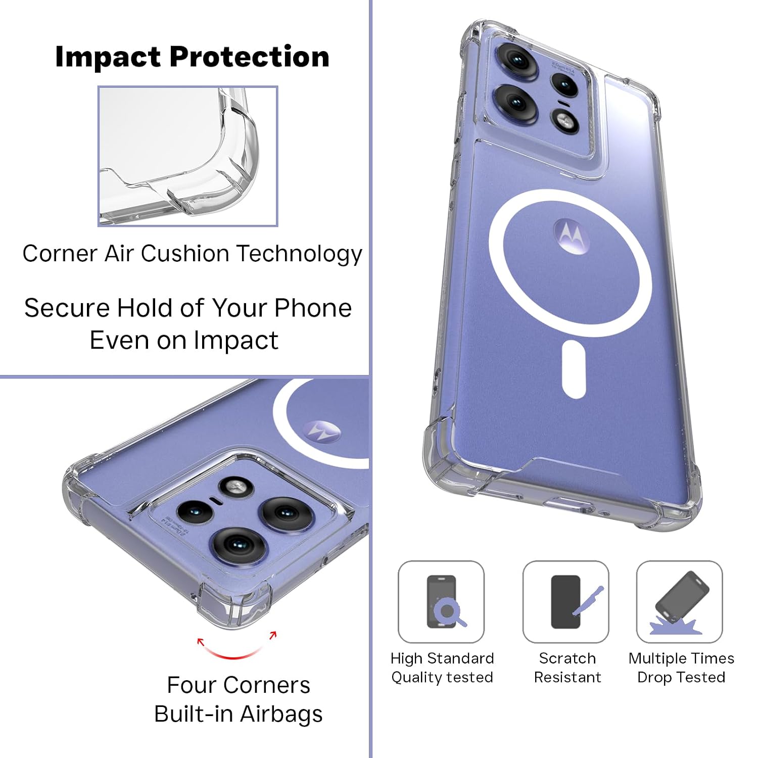 Motorola Edge 50 Pro 5G Back Cover Case | Clear Hybrid - Clear Magnetic